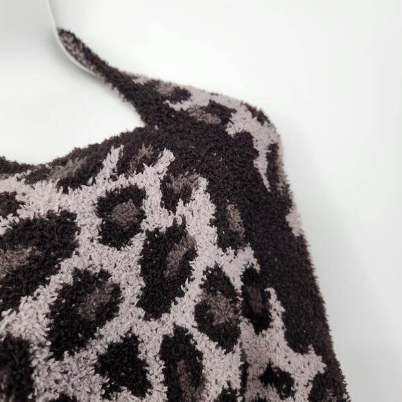 Barefoot Dreams Cozy Chic Plus Gray Leopard Asymmetrical Cape Poncho Women's OS - Picture 6 of 8